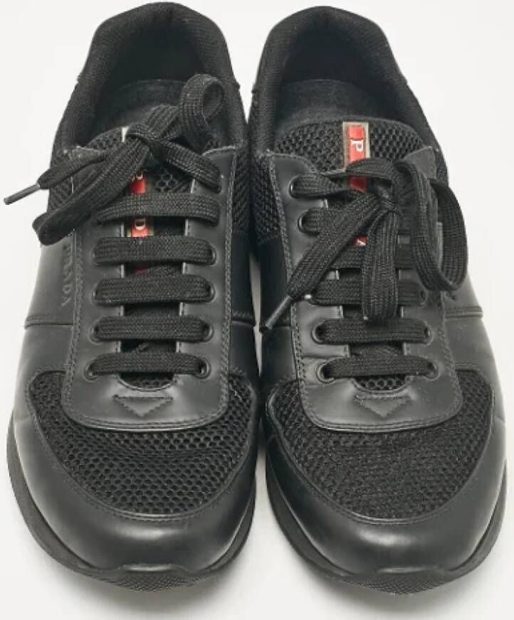 Prada Vintage Pre-owned Leather sneakers Black Heren