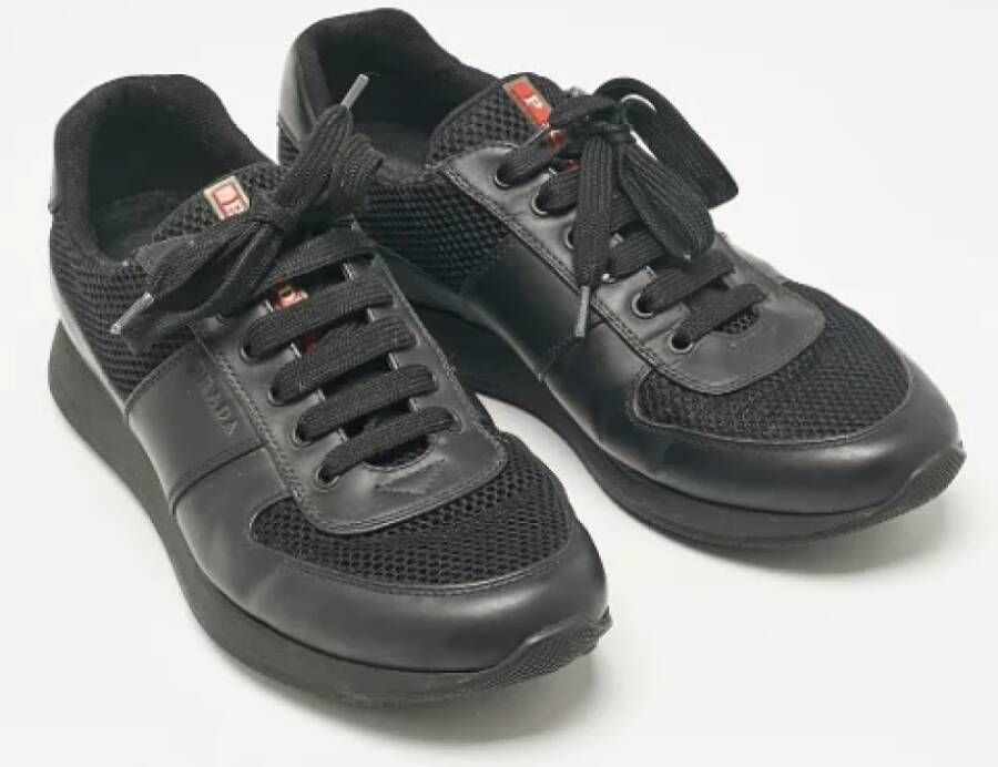 Prada Vintage Pre-owned Leather sneakers Black Heren