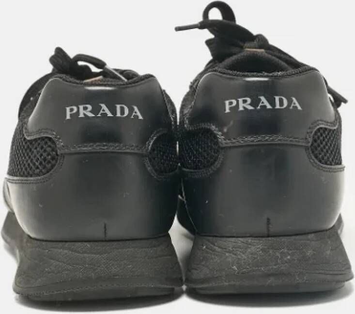 Prada Vintage Pre-owned Leather sneakers Black Heren