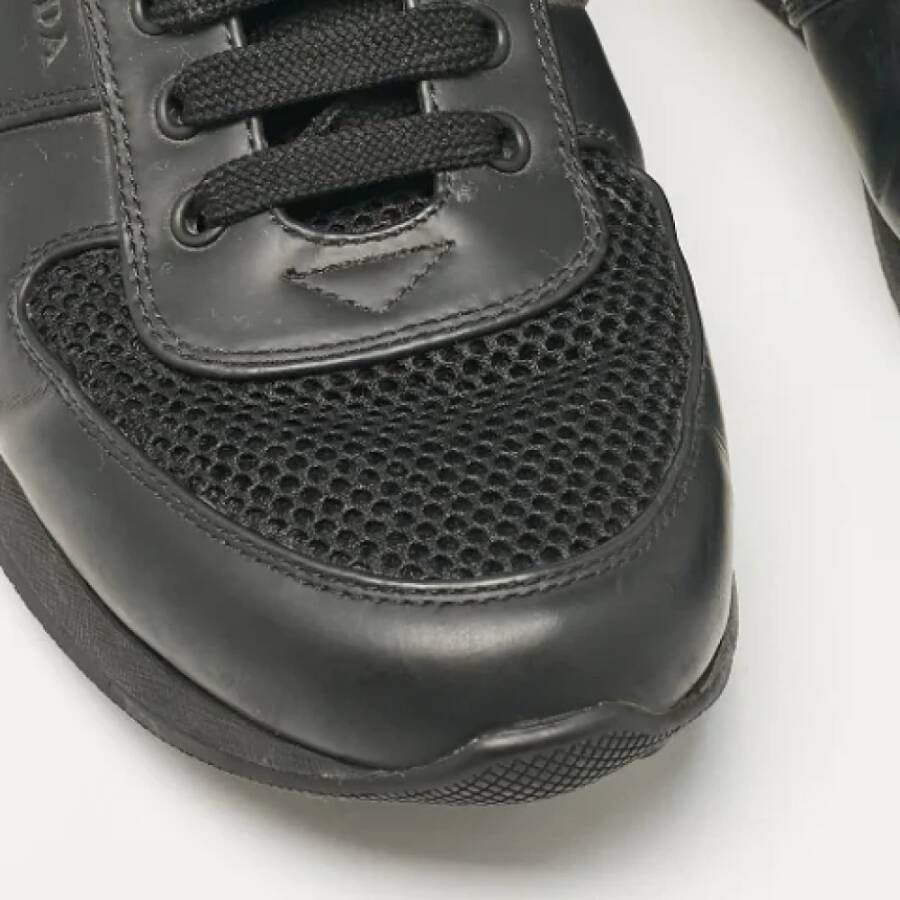 Prada Vintage Pre-owned Leather sneakers Black Heren