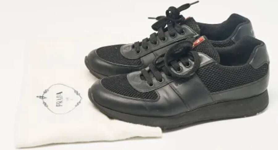 Prada Vintage Pre-owned Leather sneakers Black Heren