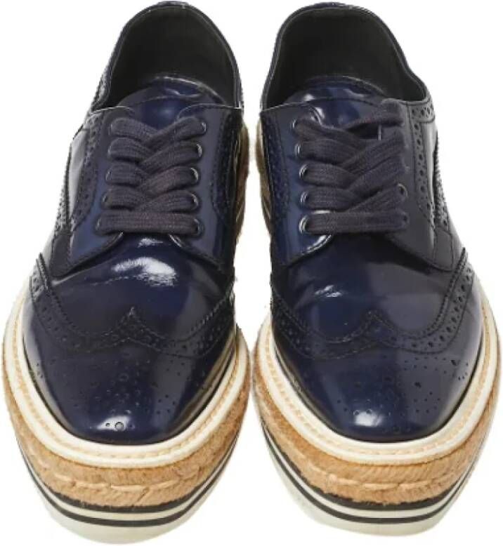 Prada Vintage Pre-owned Leather sneakers Blue Dames