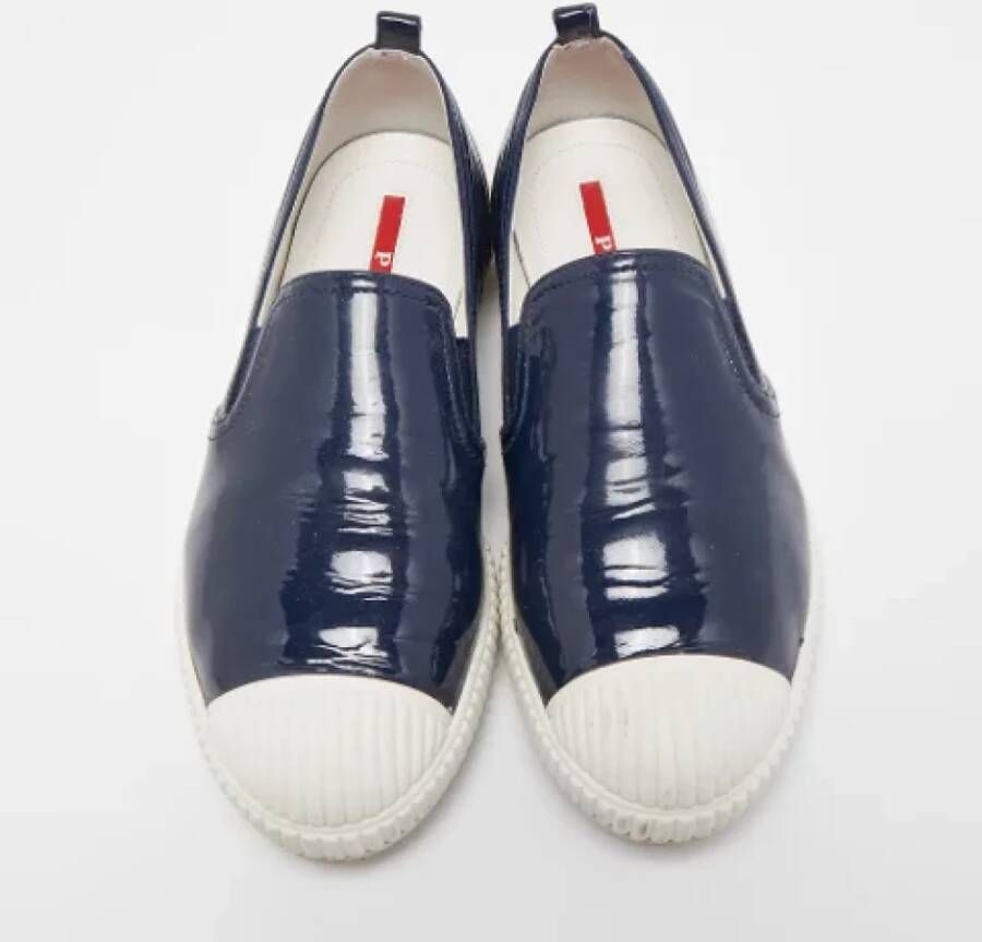 Prada Vintage Pre-owned Leather sneakers Blue Dames