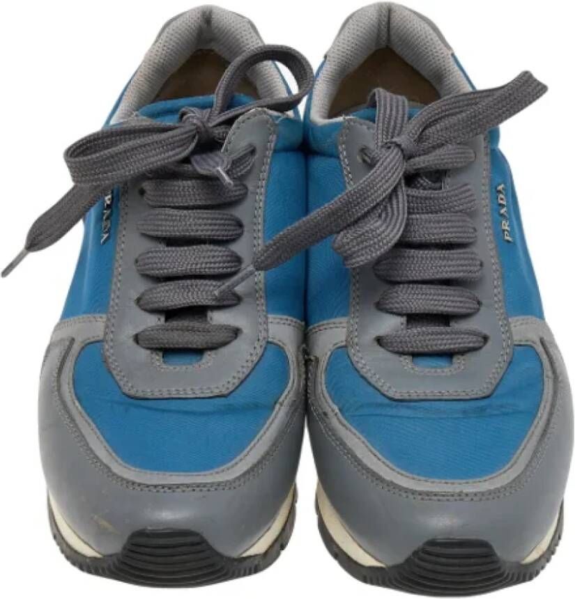 Prada Vintage Pre-owned Leather sneakers Blue Dames