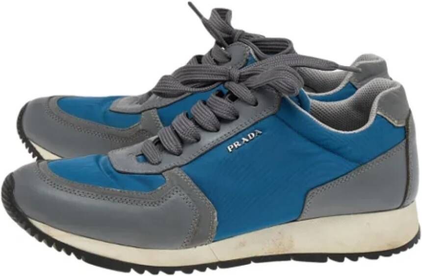 Prada Vintage Pre-owned Leather sneakers Blue Dames