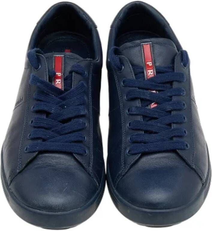 Prada Vintage Pre-owned Leather sneakers Blue Dames