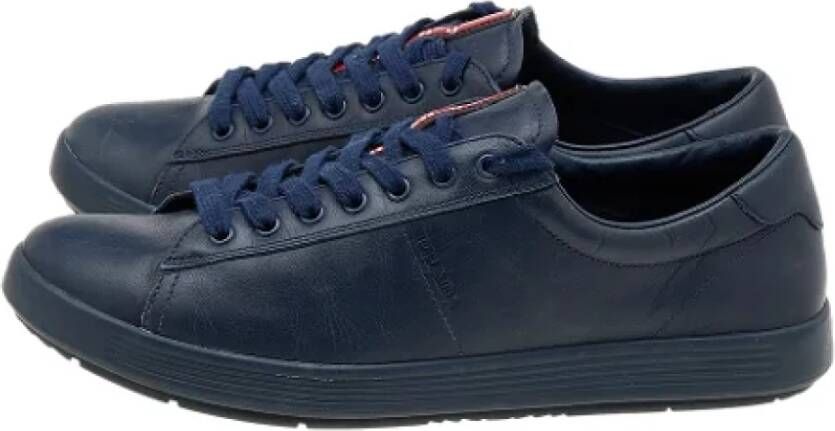 Prada Vintage Pre-owned Leather sneakers Blue Dames