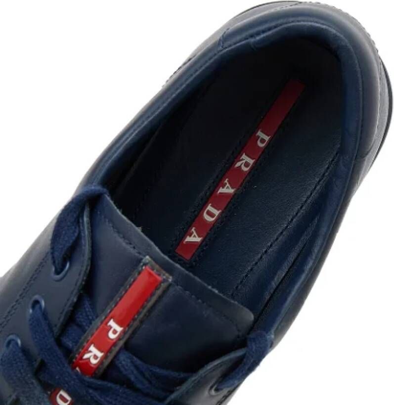 Prada Vintage Pre-owned Leather sneakers Blue Dames