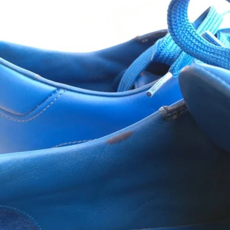 Prada Vintage Pre-owned Leather sneakers Blue Dames