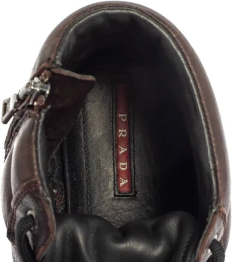 Prada Vintage Pre-owned Leather sneakers Brown Dames