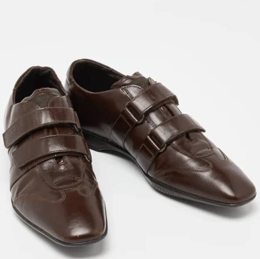 Prada Vintage Pre-owned Leather sneakers Brown Heren