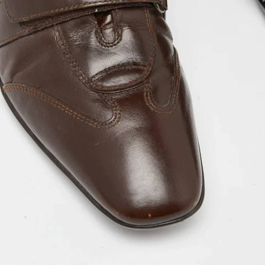 Prada Vintage Pre-owned Leather sneakers Brown Heren
