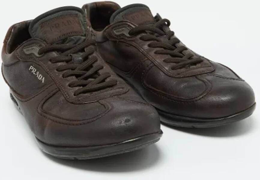 Prada Vintage Pre-owned Leather sneakers Brown Heren