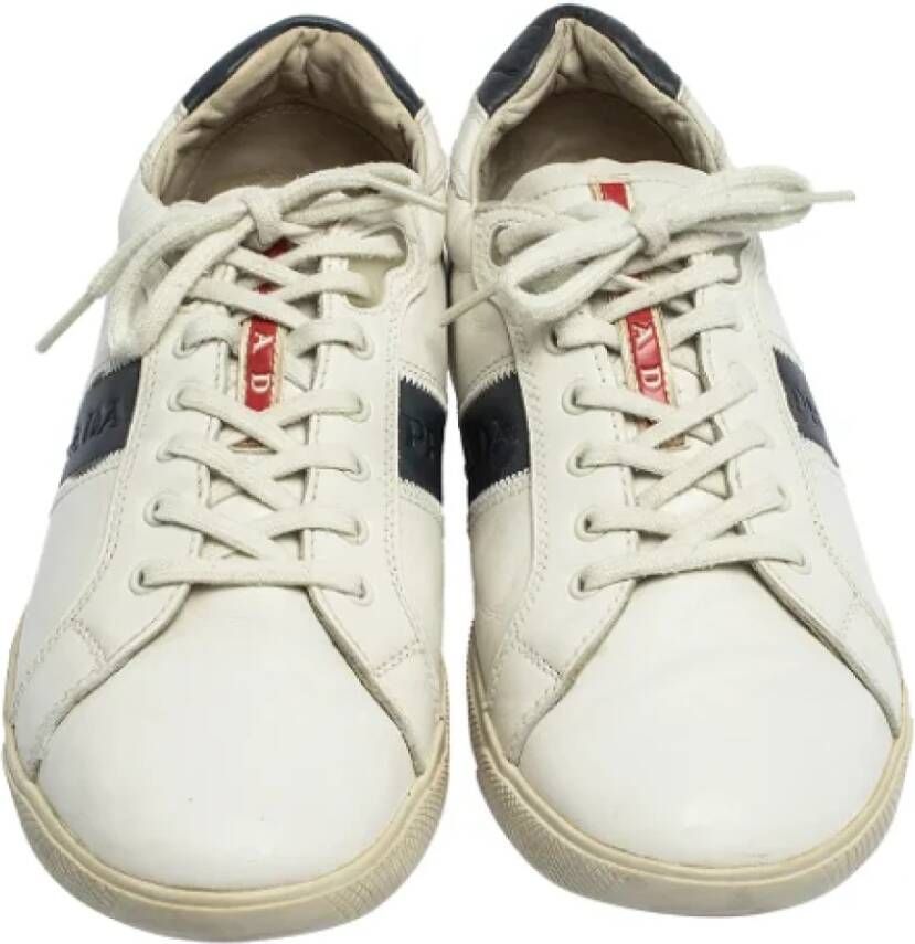 Prada Vintage Pre-owned Leather sneakers White Dames