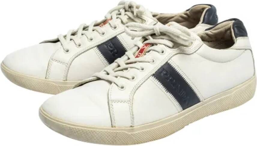 Prada Vintage Pre-owned Leather sneakers White Dames