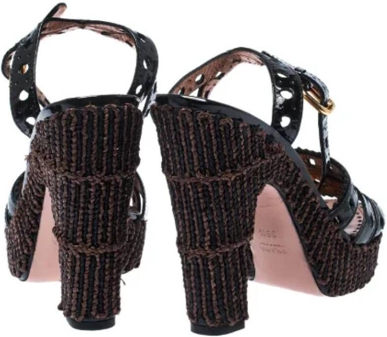 Prada Vintage Pre-owned Raffia sandals Black Dames