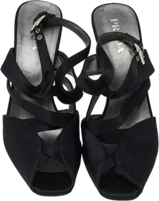 Prada Vintage Pre-owned Satin sandals Black Dames