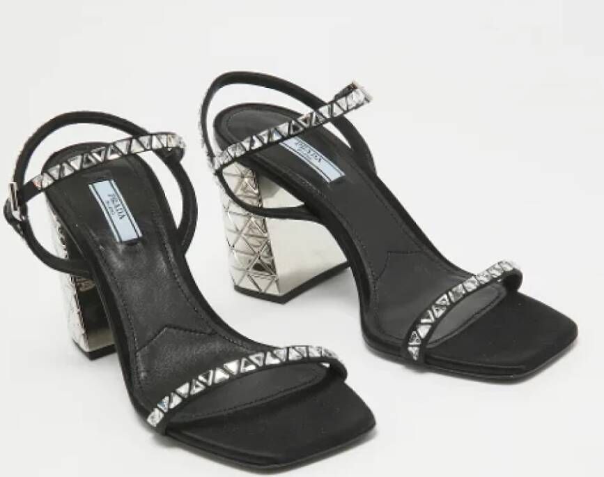 Prada Vintage Pre-owned Satin sandals Black Dames