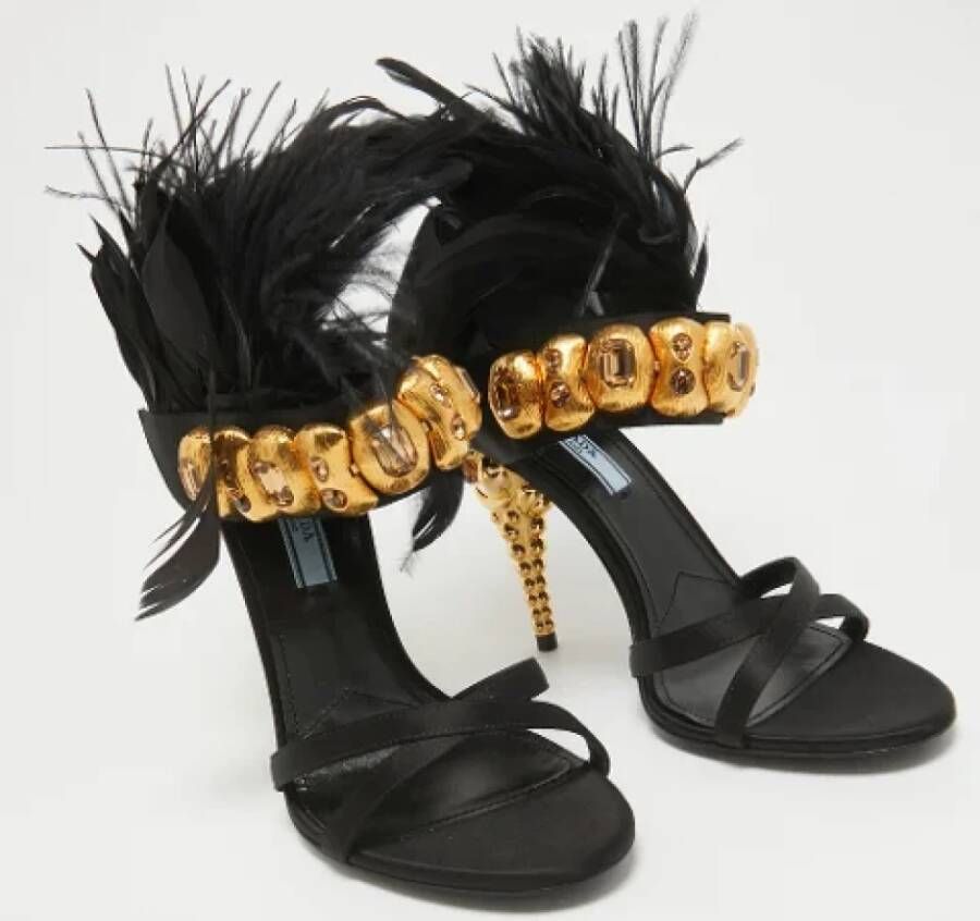 Prada Vintage Pre-owned Satin sandals Black Dames