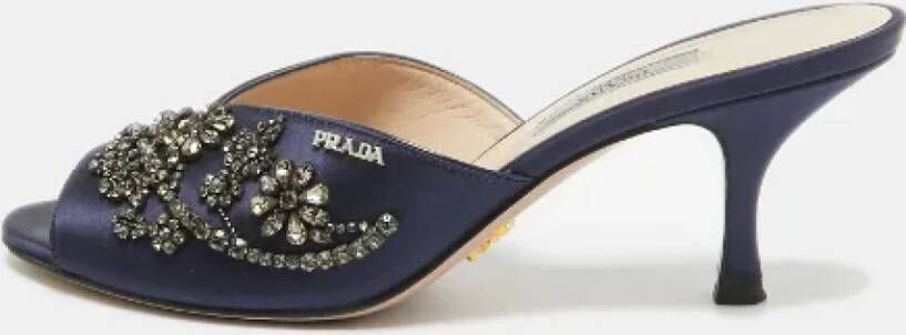 Prada Vintage Pre-owned Satin sandals Blue Dames