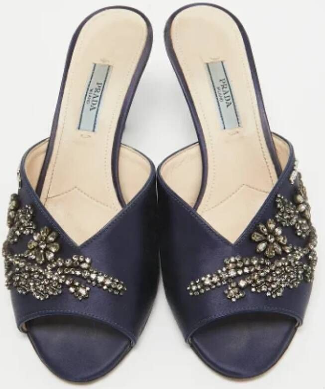 Prada Vintage Pre-owned Satin sandals Blue Dames
