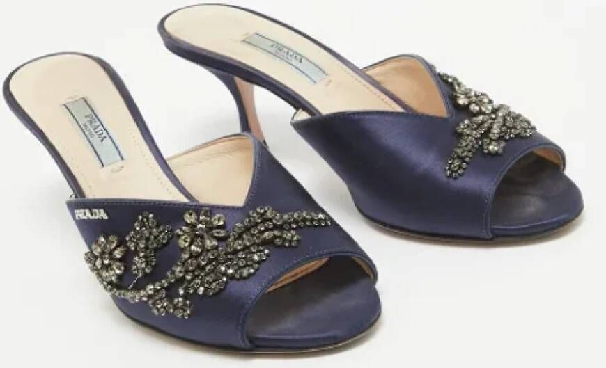 Prada Vintage Pre-owned Satin sandals Blue Dames