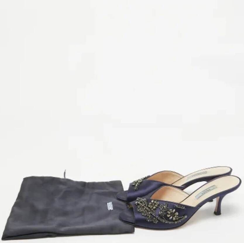 Prada Vintage Pre-owned Satin sandals Blue Dames
