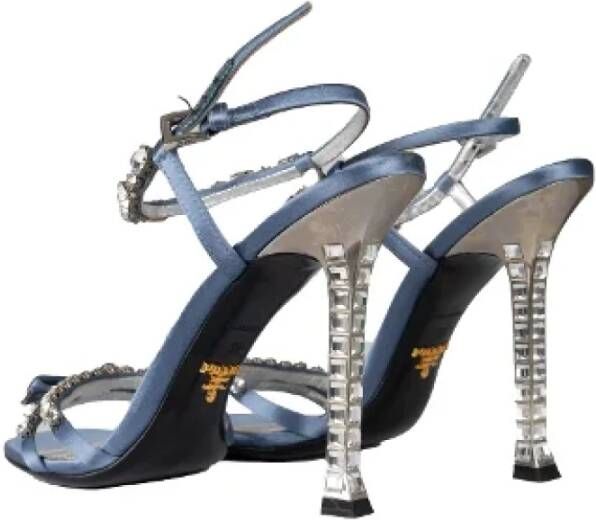 Prada Vintage Pre-owned Satin sandals Blue Dames