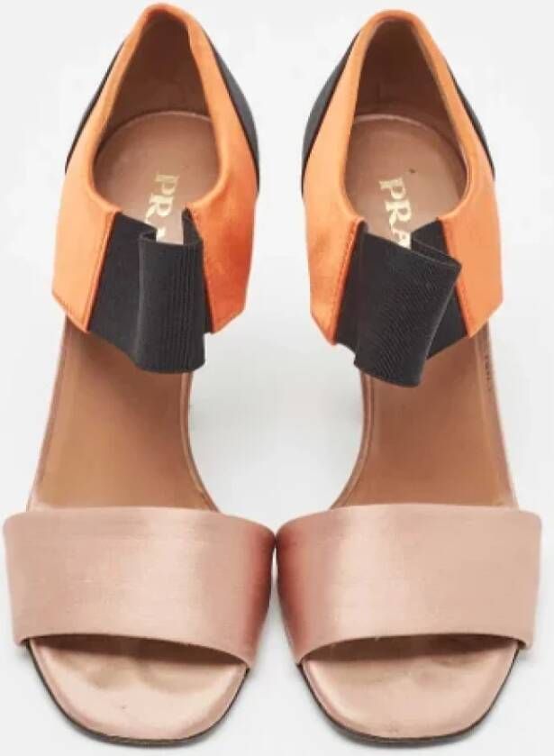 Prada Vintage Pre-owned Satin sandals Orange Dames