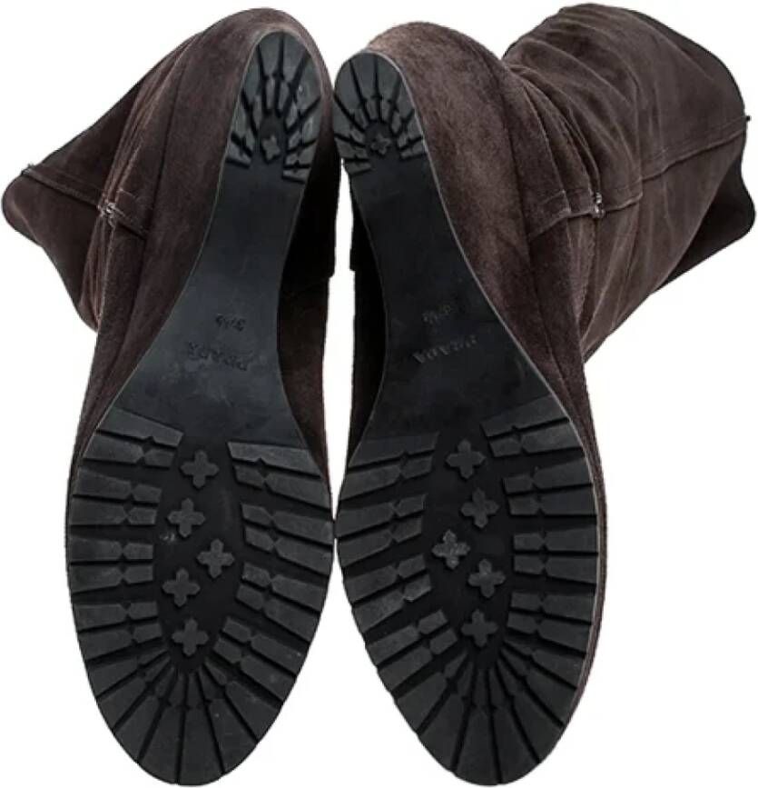 Prada Vintage Pre-owned Suede boots Brown Dames