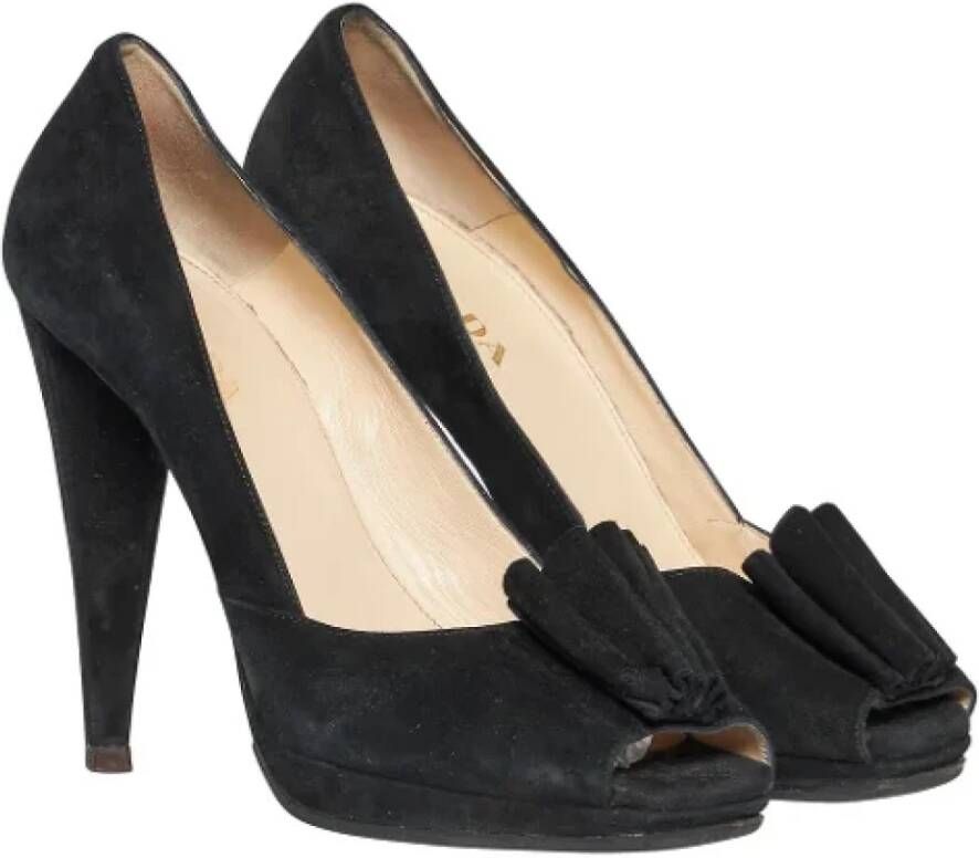 Prada Vintage Pre-owned Suede heels Black Dames