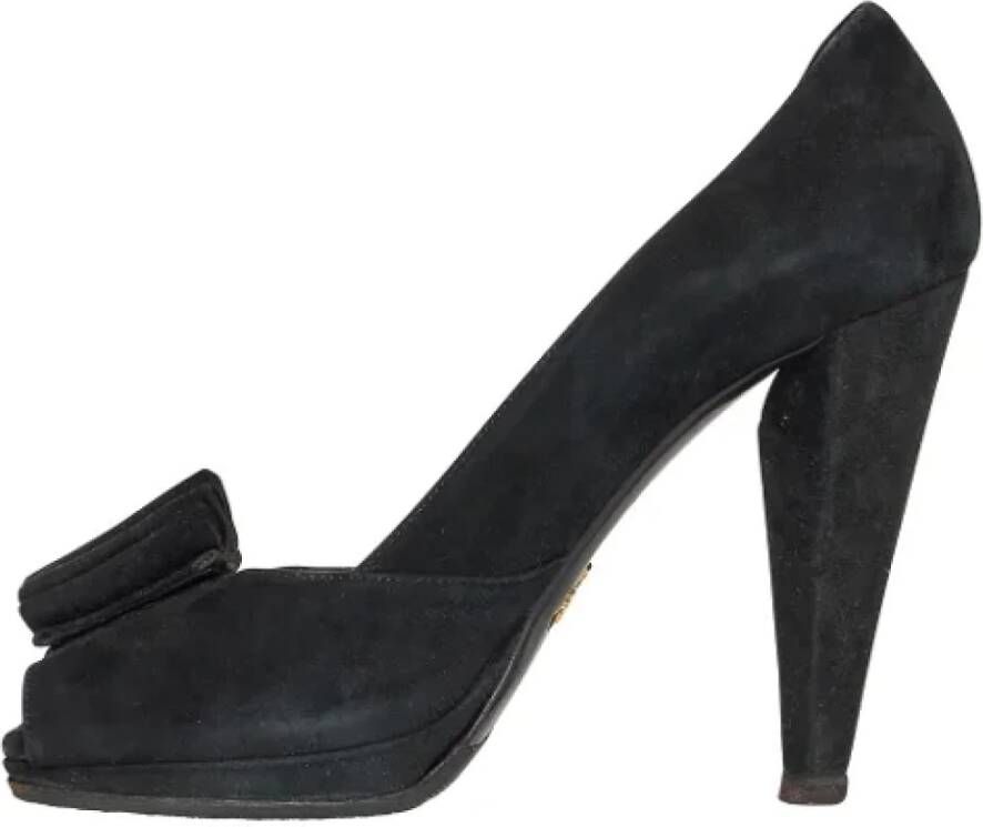 Prada Vintage Pre-owned Suede heels Black Dames