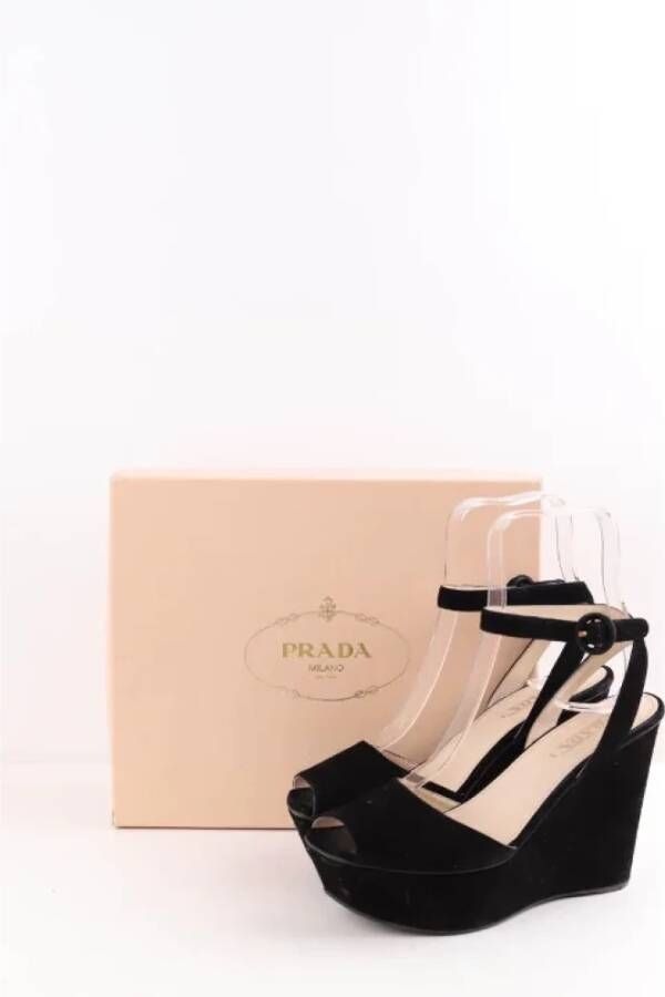 Prada Vintage Pre-owned Suede heels Black Dames