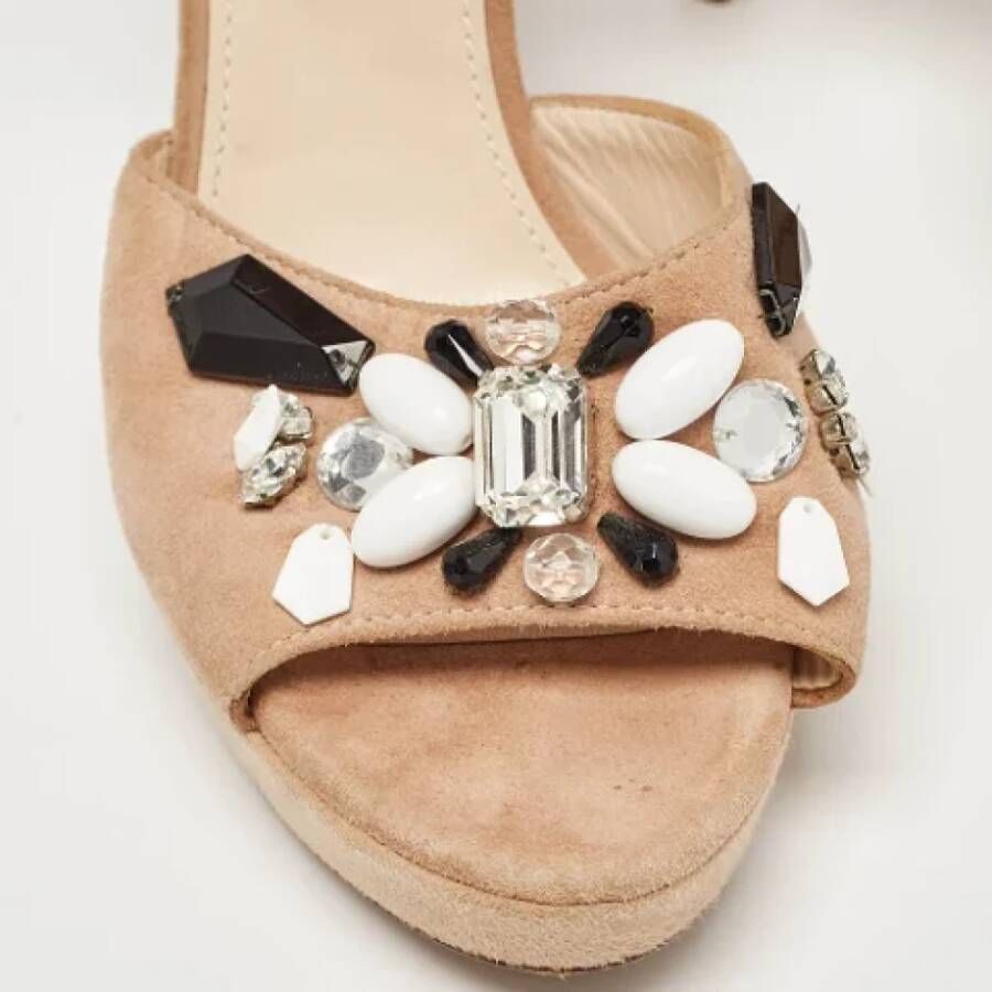 Prada Vintage Pre-owned Suede sandals Beige Dames