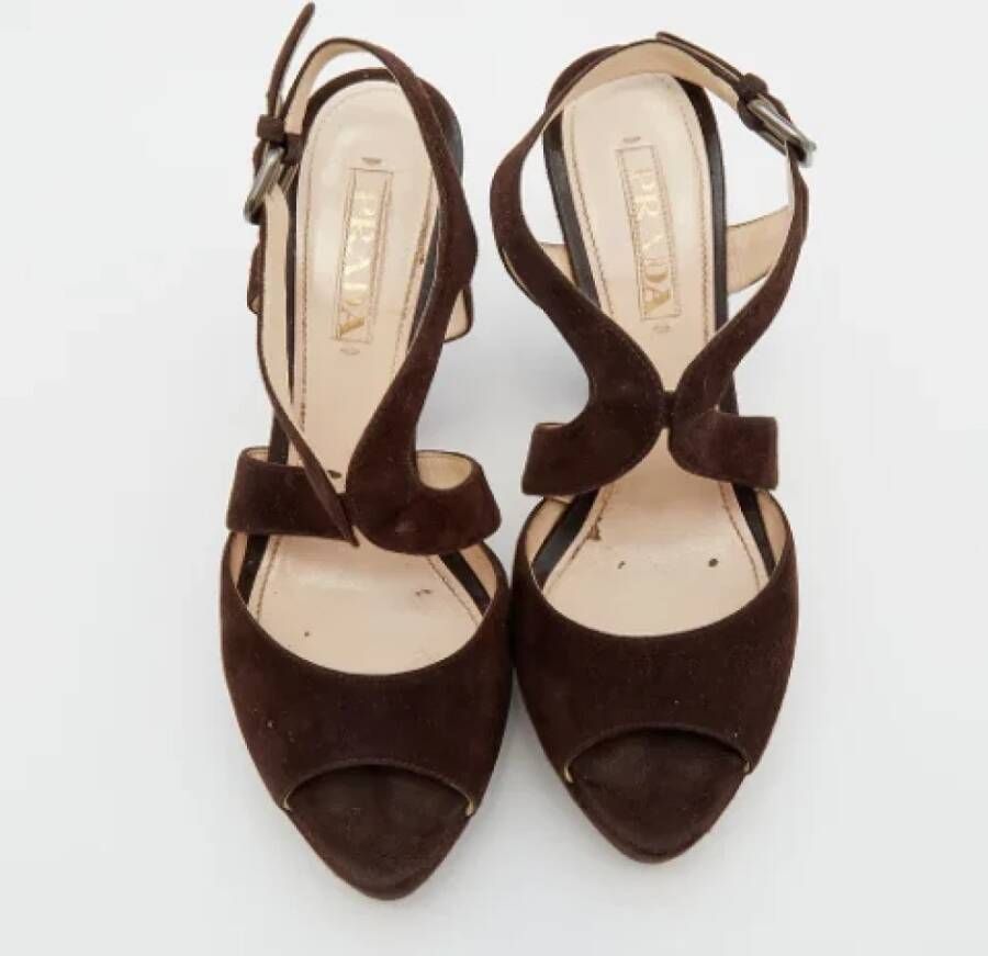 Prada Vintage Pre-owned Suede sandals Brown Dames