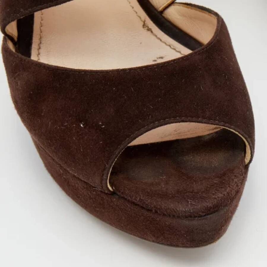 Prada Vintage Pre-owned Suede sandals Brown Dames