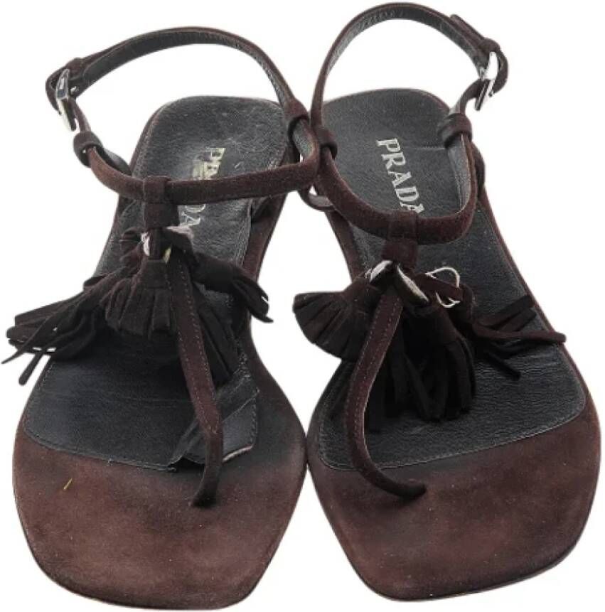 Prada Vintage Pre-owned Suede sandals Brown Dames