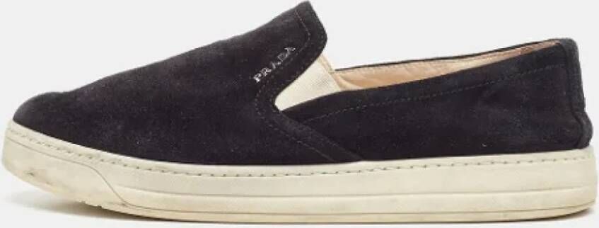 Prada Vintage Pre-owned Suede sneakers Black Dames