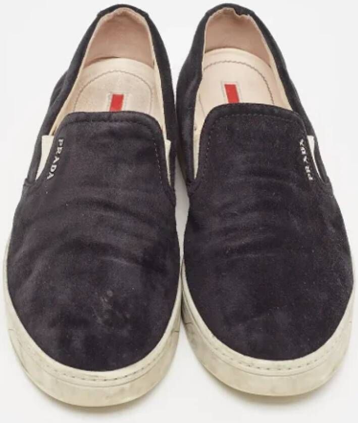 Prada Vintage Pre-owned Suede sneakers Black Dames