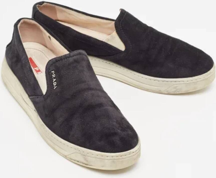 Prada Vintage Pre-owned Suede sneakers Black Dames