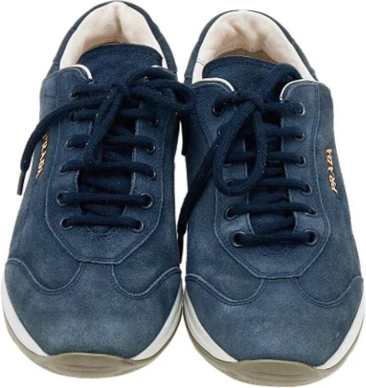 Prada Vintage Pre-owned Suede sneakers Blue Dames