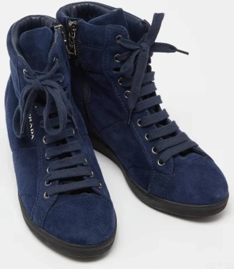 Prada Vintage Pre-owned Suede sneakers Blue Dames