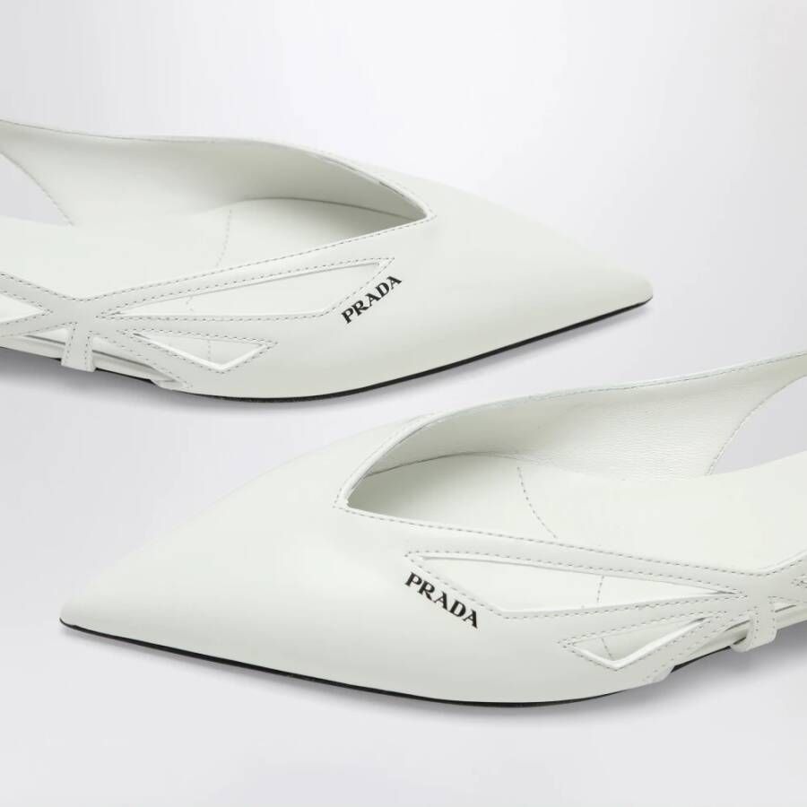 Prada Witte Ballerina Platte Schoenen
