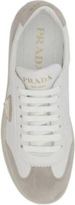 Prada Witte Leren Plateau Wedge Sneakers White Dames