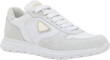 Prada Witte Leren Suède Sneakers Stijlvol Model White Dames