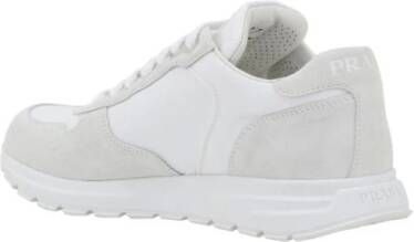 Prada Witte Leren Suède Sneakers Stijlvol Model White Dames