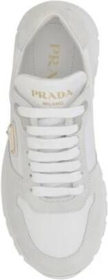 Prada Witte Leren Suède Sneakers Stijlvol Model White Dames