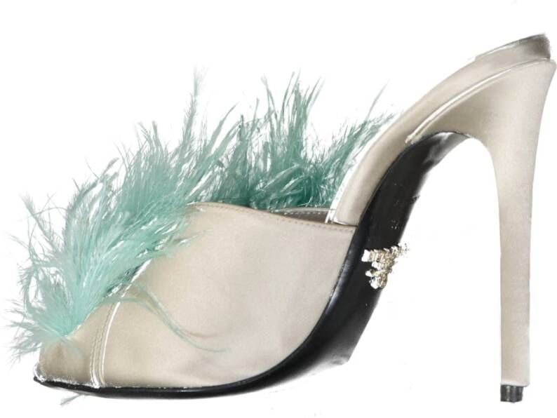 Prada Zijden en Veren Sandalen Beige Dames