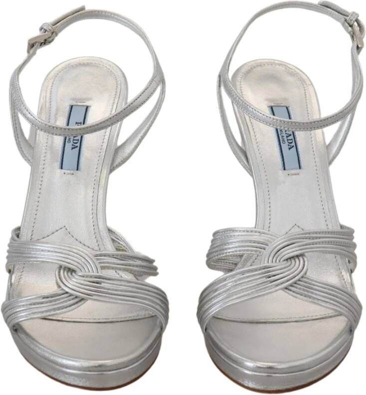 Prada Zilveren Stiletto Hak Sandalen Gray Dames