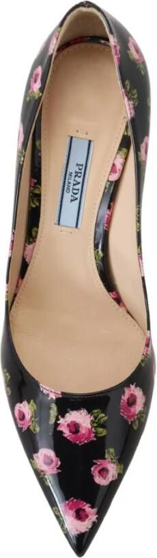 Prada Zwarte Bloemenprint Hakken Pumps Multicolor Dames